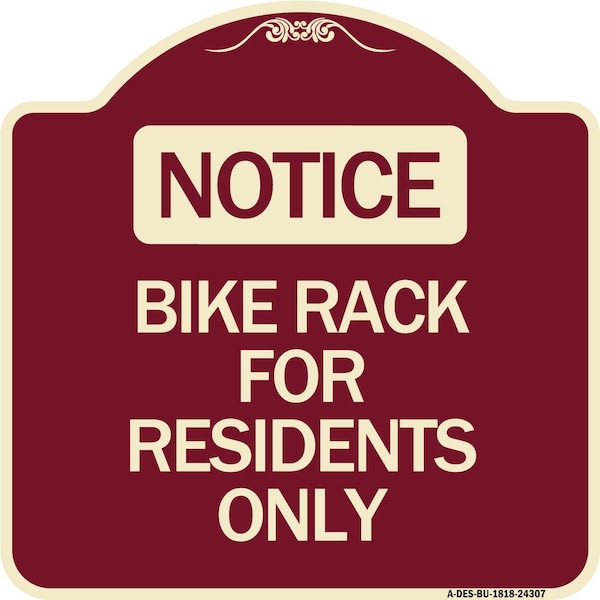Signmission Bike Rack for Residents Only Heavy-Gauge Aluminum Architectural Sign, 18" x 18", BU-1818-24307 A-DES-BU-1818-24307 - main